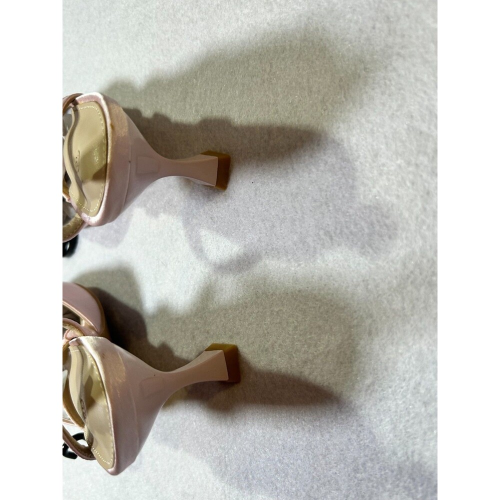 Blush Pink Satin Slingback Heels Womens Size 10 Pointed Toe Kitten Heel - Picture 8 of 9